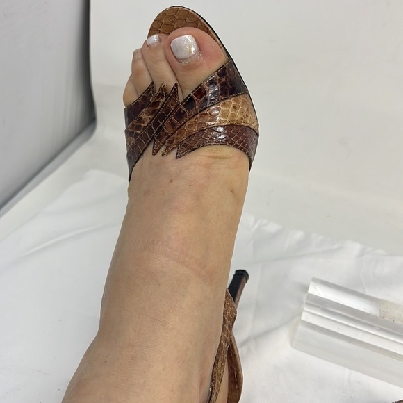 Vintage Gloria Vanderbilt Sz 8.5 Snakeskin Open Toe Heel Sandals - Picture 12 of 12